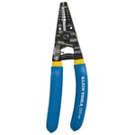 Klein Tools 11055 Klein Tools Kavisli Kablo Sıyırma Pensesi/Tel Kesici, Sarı Şeritli Mavi, 10-20 ga., 10-18 AWG Masif, 12-20 AWG, Kıvrılmış