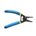 Klein Tools 11055 Klein Tools Kavisli Kablo Sıyırma Pensesi/Tel Kesici, Sarı Şeritli Mavi, 10-20 ga., 10-18 AWG Masif, 12-20 AWG, Kıvrılmış
