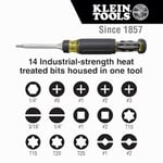 Klein Tools 32305 çok uçlu cırcırlı tornavida, 15'i 1 arada alet, yıldız, düz, dört köşeli, Torx ve kombi uçlar ve 1/4 inç lokma anahtar