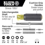 Klein Tools 32500MAG manyetik çok amaçlı tornavida/lokma anahtar, 11'i 1 arada çok amaçlı alet, 8 uç, 3 lokma anahtar boyutu, dolgulu sap