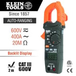 Klein Tools CL120 Dijital Kelepçe Ölçer, Otomatik Aralık 400 Amper AC/DC ve Temassız Voltaj Ölçer, Turuncu