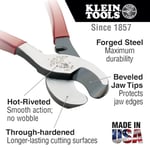 Klein Tools Journeyman J63050 kablo kesici, alüminyum, bakır ve iletişim kablosunu keser, makas çeneli, küçük