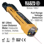 Klein Tools NCVT-6 | Gerilim kontrol cihazı temassız 12 – 1000 V AC | lazer mesafe ölçerli test kalemi | LED ve akustik sinyal | otomatik kapanma | cep klipsi | profesyonel gerilim dedektörü
