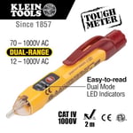 KLEIN TOOLS Temassız gerilim kontrol cihazı, iki ölçüm aralığı, 12-1000 V AC, kırmızı