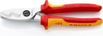 Knipex kablo makası, çift kesici kenarlı, krom kaplamalı, çok bileşenli manşonlarla izole edilmiş, VDE onaylı 200 mm 95 16 200