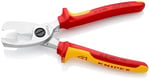 Knipex kablo makası, çift kesici kenarlı, krom kaplamalı, çok bileşenli manşonlarla izole edilmiş, VDE onaylı 200 mm 95 16 200