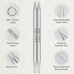 KnitPro Değiştirilebilir yuvarlak örgü iğnesi uçları Deluxe set – Nova Metal (3,50 – 8,00 mm) - Seçenekler: Nova Metal, Symfonie, Zing, Karbon, Nova Cubics, Trendz