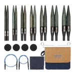 KnitPro Set değiştirilebilir yuvarlak örgü şişleri Indigo Wood Short, 3,00 mm - 6,00 mm
