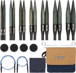 KnitPro Set değiştirilebilir yuvarlak örgü şişleri Indigo Wood Short, 3,00 mm - 6,00 mm
