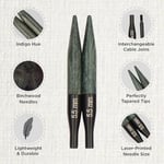 KnitPro Set değiştirilebilir yuvarlak örgü şişleri Indigo Wood Short, 3,00 mm - 6,00 mm