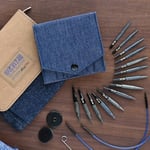 KnitPro Set değiştirilebilir yuvarlak örgü şişleri Indigo Wood Short, 3,00 mm - 6,00 mm