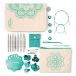 KnitPro The Mindful Collection The Kindness Set değiştirilebilir paslanmaz çelik iğneler 10 cm, mavi yeşil ve ekru, KP36311
