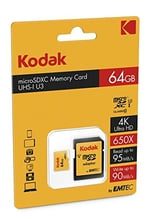 KODAK Adaptörlü 64GB UHS-I U3 V30 A1 Ekstra Performans microSD