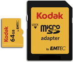 KODAK Adaptörlü 64GB UHS-I U3 V30 A1 Ekstra Performans microSD