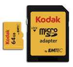 KODAK Adaptörlü 64GB UHS-I U3 V30 A1 Ekstra Performans microSD