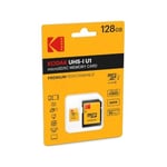 Kodak EKMSDM128GXC10K Premium 128GB microSDXC Speicherkarte, Highspeed, SD-Adapter UHS-I, U1, bis 85 MB/Sek