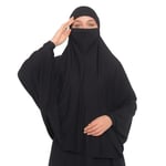 Kollu Sufle Çarşaf Üstü Peçeli Pratik Tesettür Hijab - Nikaplı Namaz Örtüsü