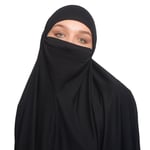 Kollu Sufle Çarşaf Üstü Peçeli Pratik Tesettür Hijab - Nikaplı Namaz Örtüsü