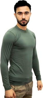 KORDAK Haki Askeri Termal Microfiber Uzun Kol Tişört- Mikrofiber HAKİ XL