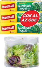 Koroplast 3'lü Çok Al Az Öde Ekonomik Paket Orta Boy 60'lı Buzdolabı Poşeti, Sızdırmaz & BPA İçermez Gıda Saklama Torbası, Et, Tavuk, Balık, Sebze, Meyve, Çorba, Sos, Peynir, Kuruyemiş, Sandviç