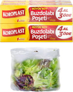 Koroplast Büyük Boy Buzdolabı Poşeti 4 Al 3 Öde Ekonomik Paket, Ekonomik Buzdolabı Poşeti Büyük Boy 80'li Set, BPA İçermez, Sızdırmaz Saklama Torbası, Meyve, Sebze Yemek, Gıda Saklama Torbası (4 x 20)