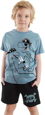 Korsan Dinolar Erkek Çocuk T-shirt Şort Takım