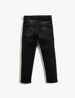 Kot Pantolon Düz Paça Normal Bel - Straight Jean Beli Ayarlanabilir Lastikli