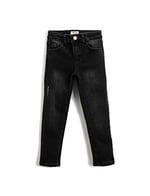 Kot Pantolon Düz Paça Normal Bel - Straight Jean Beli Ayarlanabilir Lastikli