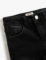 Kot Pantolon Düz Paça Normal Bel - Straight Jean Beli Ayarlanabilir Lastikli