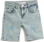 Kot Şort Bermuda Cepli Pamuklu - Slim Fit Beli Ayarlanabilir Lastikli