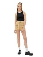 Kot Şort Kemer Detaylı Yüksek Bel Cepli