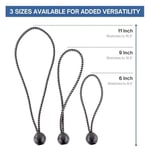 Kotap BB-9B Top Bungee Kordonu, Ağır Hizmet ve Çok Yönlü, İç ve Dış Mekan, Branda Bağlama, Organize ve Güvenli, 22,7 cm, Siyah, 50'li Paket
