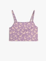 Koton Atlet Crop Kelebek Desenli İnce Askılı