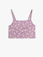 Koton Atlet Crop Kelebek Desenli İnce Askılı