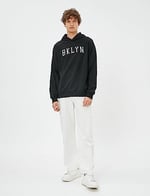 Koton Bisiklet Yaka Uzun Kollu Slogan Baskılı Sweatshirt Sweatshirt Erkek