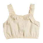 Koton Crop Bluz Askılı Fırfırlı Düğmeli