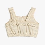Koton Crop Bluz Askılı Fırfırlı Düğmeli