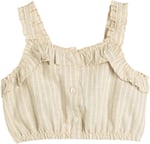 Koton Crop Bluz Askılı Fırfırlı Düğmeli