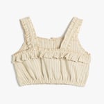 Koton Crop Bluz Askılı Fırfırlı Düğmeli
