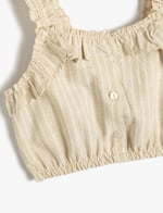 Koton Crop Bluz Askılı Fırfırlı Düğmeli
