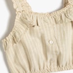 Koton Crop Bluz Askılı Fırfırlı Düğmeli