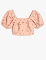 Koton Crop Bluz Düğme Kapamalı Fisto Detaylı Balon Kollu