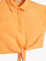 Koton Crop Gömlek Önden Bağlama Detaylı Kısa Kollu Cepli Modal Kumaş Crop Gömlek Önden Bağlama Detaylı Kısa Kollu Cepli Modal Kumaş Kız çocuk