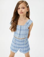 Koton Crop Tüvit Bluz Kolsuz İnci Düğme Detaylı