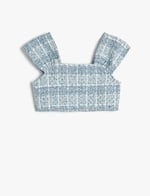 Koton Crop Tüvit Bluz Kolsuz İnci Düğme Detaylı