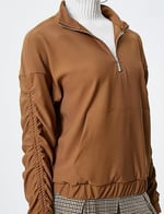 Koton Dik Yaka Uzun Kollu Fermuar Detaylı Sweatshirt Sweatshirt Kadın
