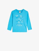 Koton Erkek Çocuk Uzun Kollu Bisiklet Yaka Yazılı Baskılı T-Shirt