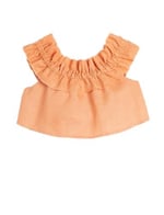Koton Keten Bluz Crop Düşük Omuz Fırfırlı