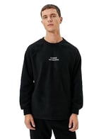 Koton Koton Polar Sweatshirt Slogan İşlemeli Bisiklet Yaka Uzun Kollu Erkek