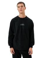 Koton Koton Polar Sweatshirt Slogan İşlemeli Bisiklet Yaka Uzun Kollu Erkek